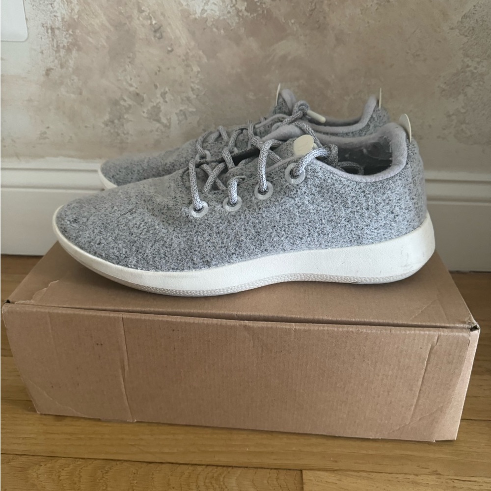PRE OWNED MEN’S ALLBIRDS WOOL RUNNER MIZZLES DAPPLE GREY SZ 12
